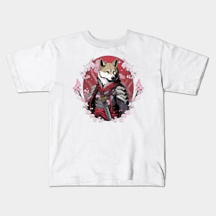 Samurai Dog Among Sakura Tree Kids T-Shirt